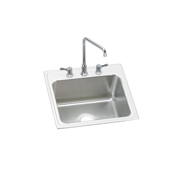 Lustertone Stainless Steel 22 X 22 X 10-1/8 Single Bowl Top Mount Sink + Faucet Kit
